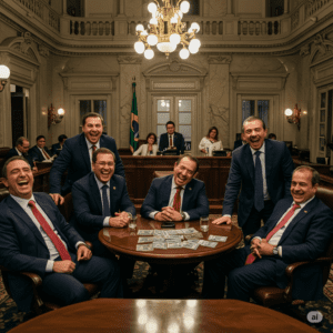 Dizem que cuidam, dizem que lutam, mas se lambuzam do mesmo banquete. De esquerda ou de direita, o poder embriaga, e a verdade é sempre o que convém na manchete.